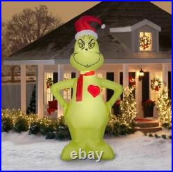 11′ GRINCH Christmas Airblown Lighted Yard Inflatable LIGHT HEART GROWS 3 SIZES