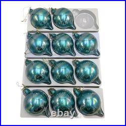 11 Jim Marvin Teal Blue Iridescent Glass Teardrop Ball Ornaments Bubblegum Lot