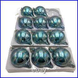 11 Jim Marvin Teal Blue Iridescent Glass Teardrop Ball Ornaments Bubblegum Lot