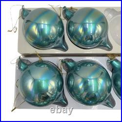 11 Jim Marvin Teal Blue Iridescent Glass Teardrop Ball Ornaments Bubblegum Lot