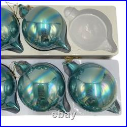 11 Jim Marvin Teal Blue Iridescent Glass Teardrop Ball Ornaments Bubblegum Lot