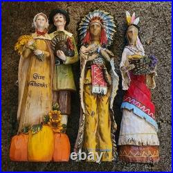11 Thanksgiving Pilgrim Turkey Native American Figure Set Autumn Fall Decor Lot
