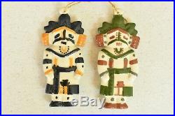 11 Vintage Kachina Dolls Ceramic Christmas Ornaments Rare Southwest Earth Tones