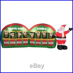 11 ft Santa Stable with 8 Reindeer Airblown Inflatable Outdoor Christmas