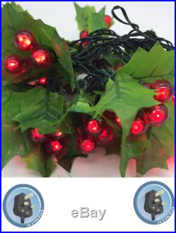 120 Holly & Berry Red LED Christmas Tree String Fairy Lights 5.8m Brand New