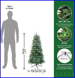 120cm Artificial Hinged Christmas Tree with Remote RGB Lights PE&PVC Branch Tips