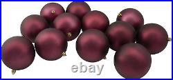 12Ct Burgundy Red Shatterproof Matte Christmas Ball Ornaments 4 (100Mm)