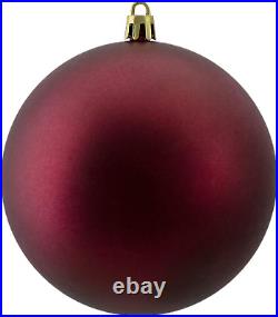 12Ct Burgundy Red Shatterproof Matte Christmas Ball Ornaments 4 (100Mm)