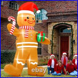 12FT Christmas Inflatables, Giant Blow up Christmas Gingerbread Man Decor