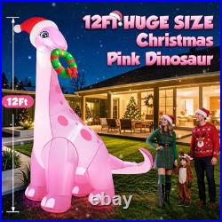 12FT Christmas Inflatables Pink Dinosaur 2025 NEW LED Outdoor Decoration 12FT Christmas Inflatables Pink Dinosaur 2025 NEW LED Outdoor Decoration