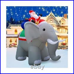 12FT Christmas Inflatables Santa Ride Huge Elephant Decoration, Inflatable El