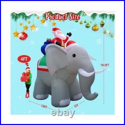 12FT Christmas Inflatables Santa Ride Huge Elephant Decoration, Inflatable El 12FT Christmas Inflatables Santa Ride Huge Elephant Decoration, Inflatable El