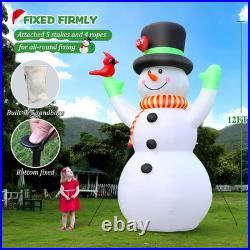 12FT Christmas Inflatables Snowman with Cardinal 2025 NEW LED Outdoor Decoration