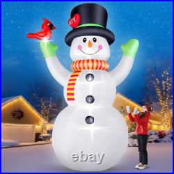 12FT Christmas Inflatables Snowman with Cardinal 2025 NEW LED Outdoor Decoration
