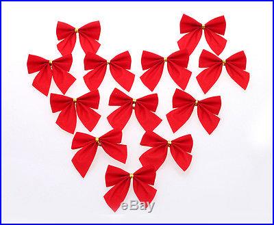 12X Christmas Tree Bow Decoration Baubles XMAS Party Garden Bows Ornament Red