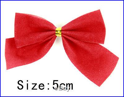 12X Christmas Tree Bow Decoration Baubles XMAS Party Garden Bows Ornament Red