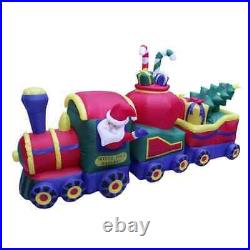12' Air Blown Inflatable Christmas Train with Santa, Presents, and Christmas Tree