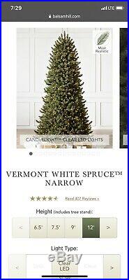 12 BALSALM HILL Christmas tree Vermont White Spruce Narrow (open box)
