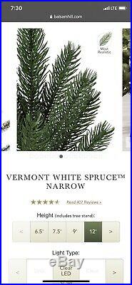 12 BALSALM HILL Christmas tree Vermont White Spruce Narrow (open box)