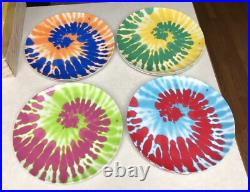 12 Citrus Grove Dinner Plates 10 Melamine Tye Dye Hippie Swirl Peace