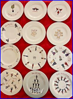 12 DAYS OF CHRISTMAS 8 inch Plates from Thailand NEW and COMPLETE