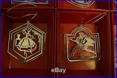 12 Days of Christmas 3-D Silver Finish Ornament Set International Silver Boxed