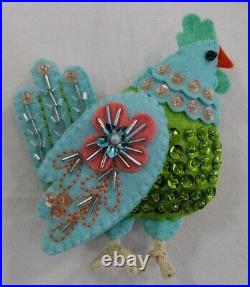 12 Days of Christmas Hand Made beaded and sequined felt Ornaments set of 14