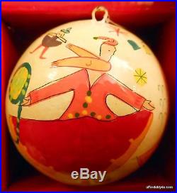 12 Days of Christmas Hand Painted Balls Folk Art Ornaments Crate & Barrel w Box
