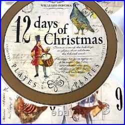 12 Days of Christmas Williams Sonoma Holiday 8 Plate Set Complete w Box 2014