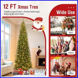 12 FT Artificial Xmas Tree with Quick Power Connector & 800 Warm White LED Lights