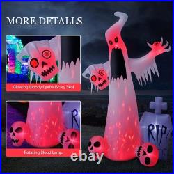 12 FT Halloween Inflatables Outdoor Decorations Ghost with 3 Skulls Halloween
