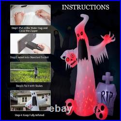 12 FT Halloween Inflatables Outdoor Decorations Ghost with 3 Skulls Halloween
