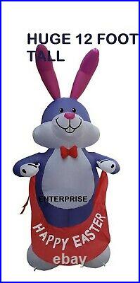 12' FT Purple Easter Bunny AirBlown Inflatable LED Lighted Yard Decor