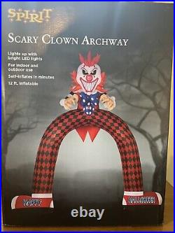 12 Foot Tall Spooky Clown Archway LED Light Up Inflatable Halloween Decoration