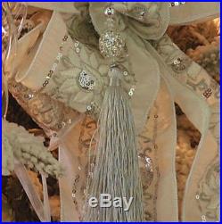 (12) Frontgate Handmade Silver Crystal Beaded Tassel Ornaments