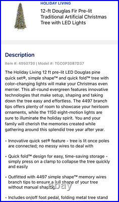 12 Ft Douglas Fir Pre-lit Traditional Artificial Christmas Tree