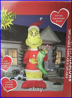 12 Ft Gemmy Christmas Grinch W Stocking Airblown Inflatable Led Yard Decor