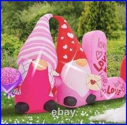 12' Ft Long Valentines Day Love Gnomes Airblown Inflatable Led Lights Yard Decor
