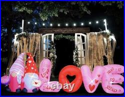 12' Ft Long Valentines Day Love Gnomes Airblown Inflatable Led Lights Yard Decor