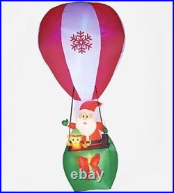 12' Gemmy Inflatable Christmas Lightshow Santa & Elf Hot Air Balloon Colossal