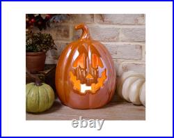 12 Illuminated Ceramic Jack-O- Lantern by Valerie Color Orange 12 Illuminated Ceramic Jack-O- Lantern by Valerie Color Orange
