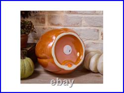 12 Illuminated Ceramic Jack-O- Lantern by Valerie Color Orange 12 Illuminated Ceramic Jack-O- Lantern by Valerie Color Orange