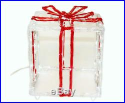 12 LED Lighted Gift Box Christmas Decoration w 80 White LED Lights NEW