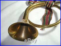 12 Long Ornamental Brass Horn with Ribbon_Nice Patina