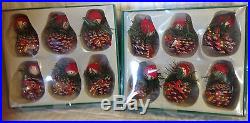 12 NEW PINECONE PEOPLE CHRISTMAS TREE ORNAMENTS Red/White