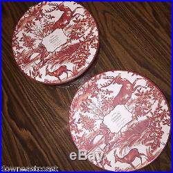 12 NEW Pottery Barn ALPINE TOILE SALAD Plates set of 12 NIB Christmas Red White