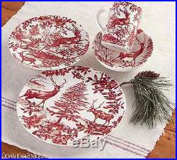 12 NEW Pottery Barn ALPINE TOILE SALAD Plates set of 12 NIB Christmas Red White