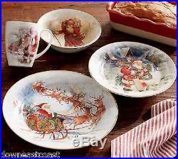 12 NEW Pottery Barn NOSTALGIC SANTA DINNERWARE set 12 SALAD Plates NIB CHRISTMAS
