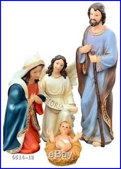 12 Nativity Set Baby Jesus, Mary, Joseph, Shepherd, 3 Kings, Angel, Cow