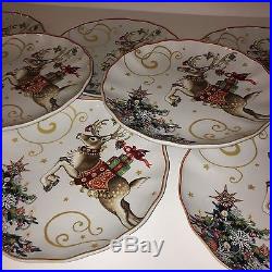 12 New Williams Sonoma'TWAS THE NIGHT BEFORE CHRISTMAS Dinner Plates REINDEER